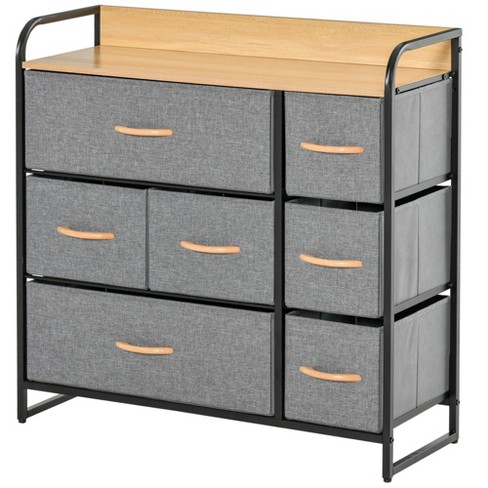 HOMCOM 7-Drawer Storage Cabinet Organizer Unit with Fabric Bins for Bedroom Dresser