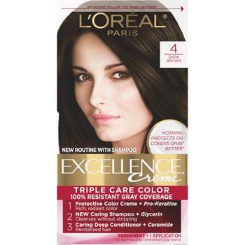L'Oreal Paris Excellence Triple Protection Permanent Hair Color - 4 Dark Brown - 1 Kit