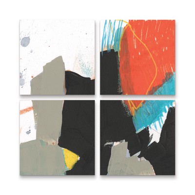 Trademark Fine Art Jennifer Goldberger  Primary Action II 4 Piece Panel Set Art