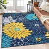 Modern Floral Rug Washable Area Rug Farmhouse Living Room Bedroom Rug Carpet - 2 of 4