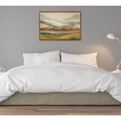 Sylvie Mountainscape Watercolor Canvas Art with Gold Frame, 23x33
