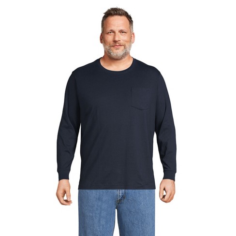 Lands' End Men's Big Super-T Long Sleeve T-Shirt with Pocket - 4X Big -  Radiant Navy
