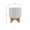 VisioGear Round Planter with Wooden Stand, Plant Pots for Living Room, Bedroom, White, 8"*8"*10" - 3 of 4