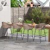 Outdoor PE Rattan Barstools Set of 4,Metal Bar Stools with Armrests and Footrest,UV Resistant Patio Bar Chair for Garden,Balcony-Coolbibila - 2 of 4