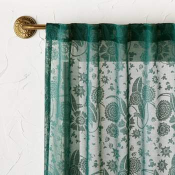 1pc Sheer Idris Printed Burnout Window Curtain Panel Gold - Opalhouse™ designed with Jungalow™