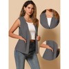 Allegra K Women's Cotton Linen Casual V Neck Button Down Sleeveless Vest - 2 of 4