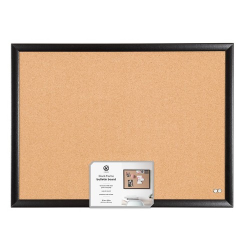 Cork Board Set Bulletin Corkboard 24 x 18 inch Framed with 10 Thumb Tacks Small 