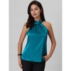 Hobemty Women's Halter Neck Sleeveless Tie Back Satin Work Blouse - 2 of 4