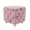 Alilang 18.11 inches Velvet Tufted Ottoman with Gold Metal Legs-Pink - 4 of 4