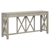 MOEPISY Acacia Veneer Console Table with 4 Spacious Drawers, Modern Crisscross Design Entryway Table with Open Bottom Storage Grey - 4 of 4