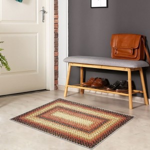 Washable Modern Braided Printed Rug Non Slip Low Pile Rug Soft Contemporary Throw Floor Cover Foldable Indoor Carpet for Living Room Bedroom - 1 of 4