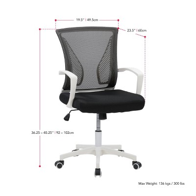 ErgoComfort 23" Black Mesh & Plastic Swivel Task Chair with Lumbar Support