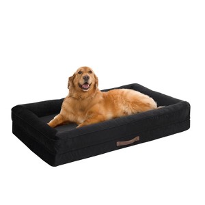 Flannel Waterproof Pet Bed Non-Slip Bottom Egg Crate Foam with Removable Washable Cover - 1 of 1