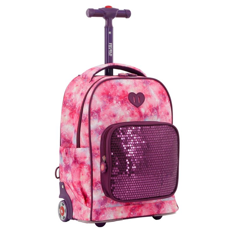 JWorld Sparkle Kids&#39; Rolling 15&#34; Backpack - Purple Galaxy, 3 of 11