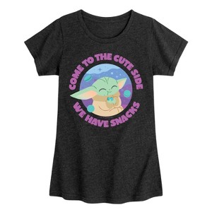 Girls' - The Mandalorian - Come To The Cute Side Fitted Short Sleeve Graphic T-Shirt - 1 of 4