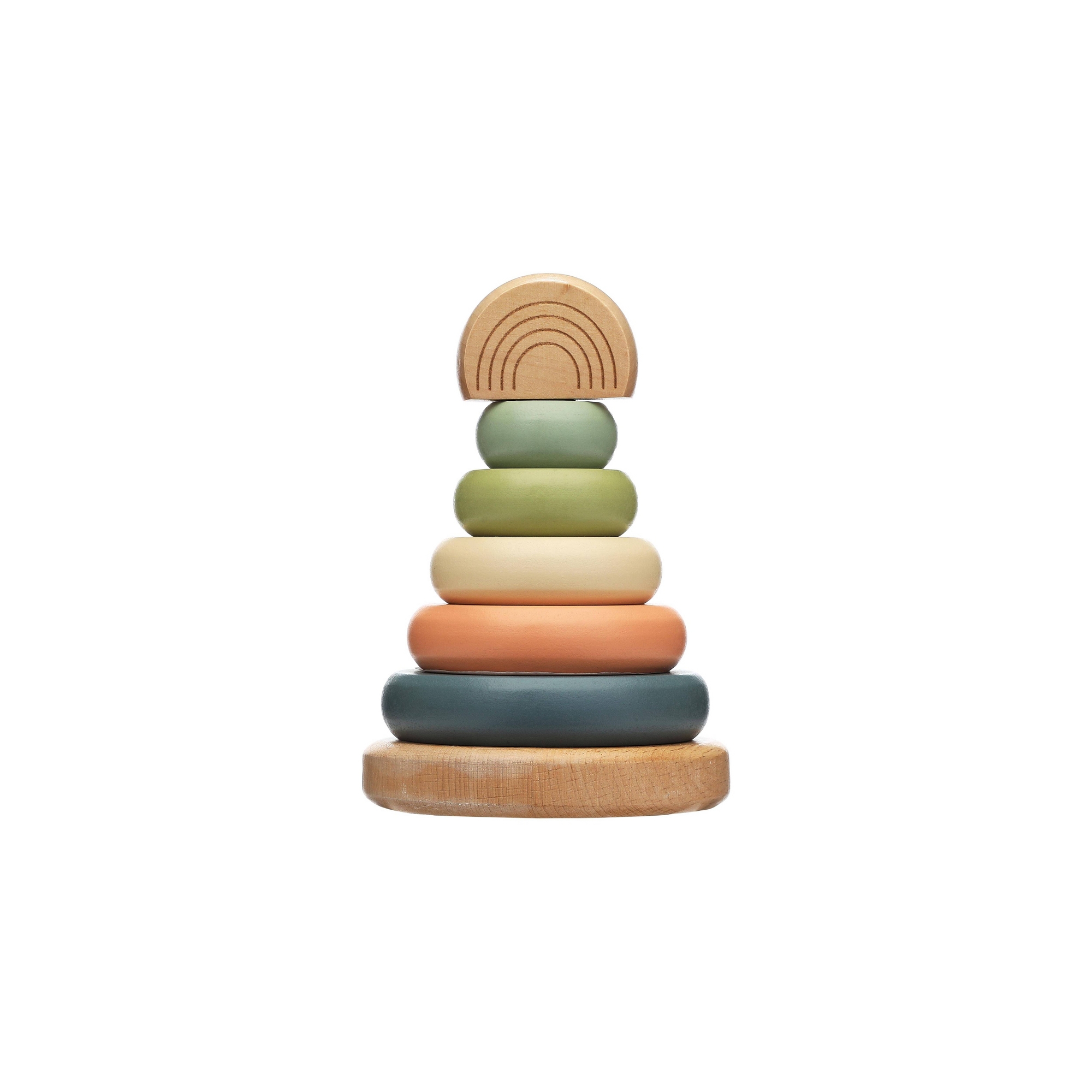 Pearhead Wooden Stacking Toy- Tower - 7pc: Educational Shapes, Fine Motor Development, Creative Play, Solid Wood