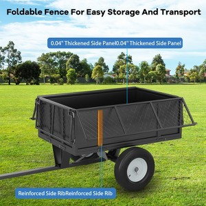 Utility trailer, 15 Cubic Feet Heavy Duty Utility Dump Trailer with Removable Sides for Lawn Mower Tractor - 1 of 4