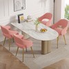 VECELO Velvet Dining Chairs Set of 2/4, Upholstered Kitchen Chairs with Cushion, Padded Backrest & Metal Legs, Pink/White - 4 of 4