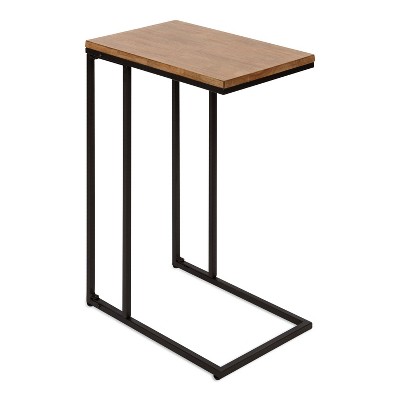 Kate and Laurel Lockridge Rectangle Wood C Table, 19x12x27, Rustic Brown and Black