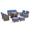 Gymojoy 8 Pieces/9 Pieces Outdoor Fire Pit Table w/ Patio 6in Sofa Swivel Chairs Table Ottoman Set - 3 of 4