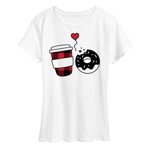 Women's - Instant Message - Coffee And Donut Short Sleeve Graphic T-Shirt - 1 of 4