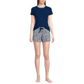 Lands' End Women's Knit Pajama Short Set Short Sleeve T-Shirt and Shorts