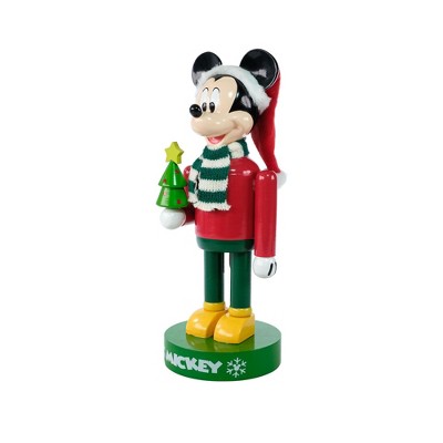 Disney Mickey Mouse 11" Red and Green Wooden Holiday Nutcracker