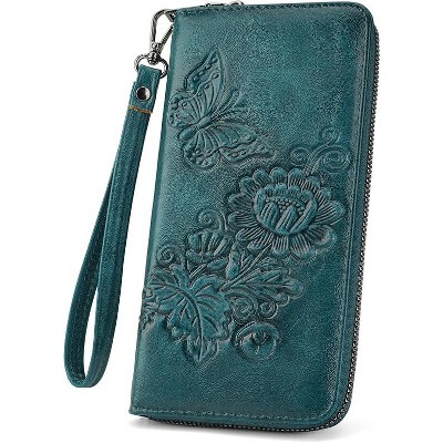 BEAFUP Womens Wallet - RFID Embossed Vegan Leather Multi Card Slots Wallets,Large Capacity Wristlet Travel Purse for Women