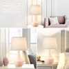 Itopfox Ceramic Table Lamp Set of 2, Classic Beside Lamps Nightstand Lamp Modern Bedside Lamp for Living Room Bedroom & Office Rocker Switch Pink-LED - 3 of 4