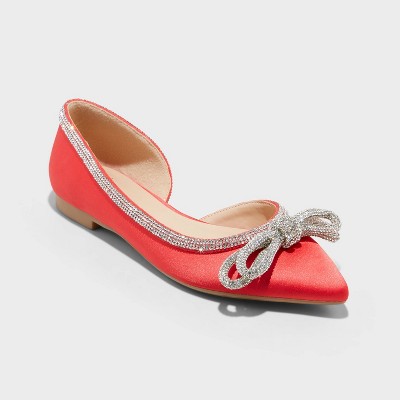 Women's Juliette Bow Ballet Flats - A New Day™ Red 9 : Target