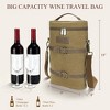 Tirrinia Vintage Canvas 2 Bottle Wine Gift Tote Carrier, Leakproof Insulated Wine Cooler Bag for Picnic, BYOB, Gift Idea for Wine Lover Christmas - 4 of 4