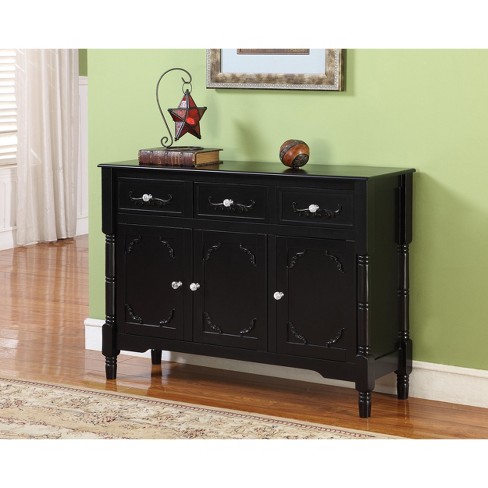 Kings Brand Furniture Emile Wood Console Sideboard Table with Drawers and Storage, Black Finish - image 1 of 4