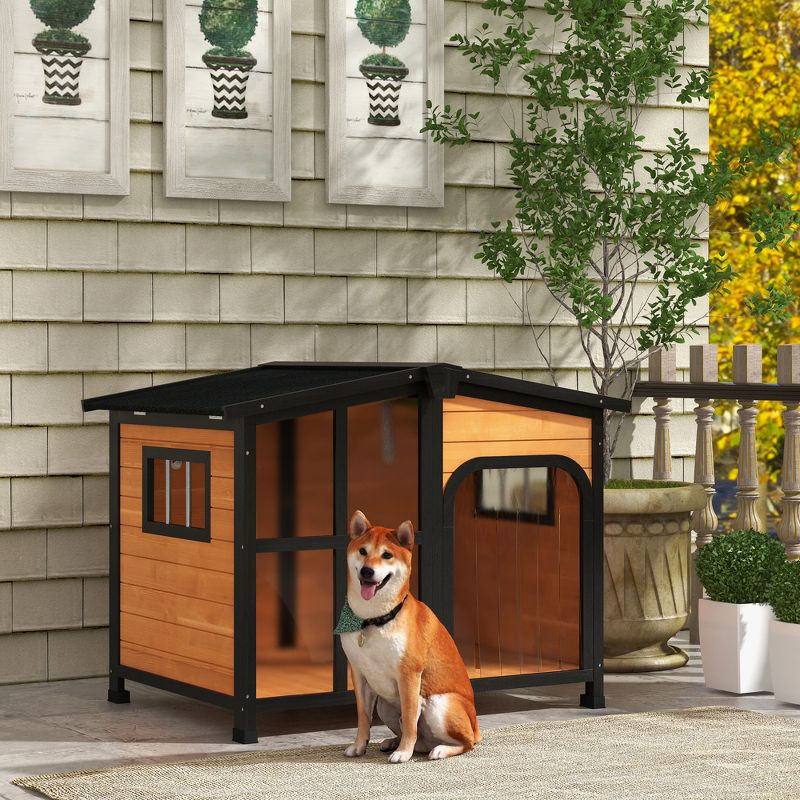 PawHut Cabin-Style Wooden Dog House for Large Dogs Outside with Openable Roof & Giant Window, Big Dog House Outdoor & Indoor, Dog Furniture, 2 of 7