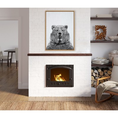 Natural Framed Bear Canvas Wall Art, 31.5x41.5