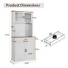 71" Kitchen Pantry Cabinet with Microwave Stand - Freestanding Coffee Bar Storage with Glass Doors & Adjustable Shelves for Dining Room white - 2 of 4