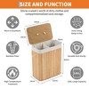 Bamboo Laundry Hamper with Lid, 106l Rectangle Laundry Basket with Removable Liner & Compartments and Handles, Machine Washable Dirty Clothes Hamper - 2 of 4