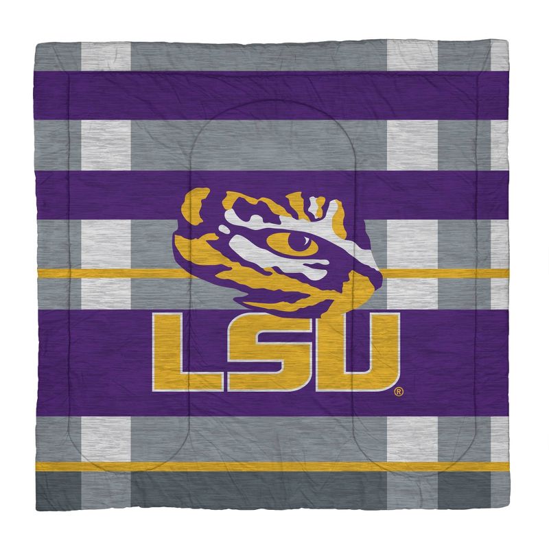 NCAA LSU Tigers Heathered Stripe Queen Bedding Set in a Bag - 3pc, 2 of 4