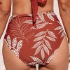 Women's Terracotta Tropical Leaf Print High-Rise Bikini Bottoms - Cupshe - 4 of 4