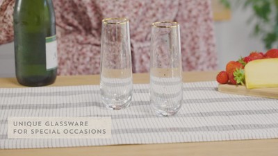 Gold Rimmed Clear Glass 10oz Lowball Tumbler Set