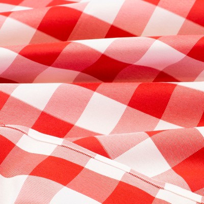 Red and White Gingham Checkered Polyester Tablecloth
