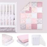 The Peanutshell Meadow Pink Floral Crib Bedding Set, 4pc to 12pc