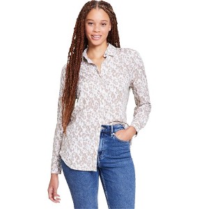 Calvin Klein Womens Covert Long-Sleeve Button-Down Button Up Shirt - 1 of 1