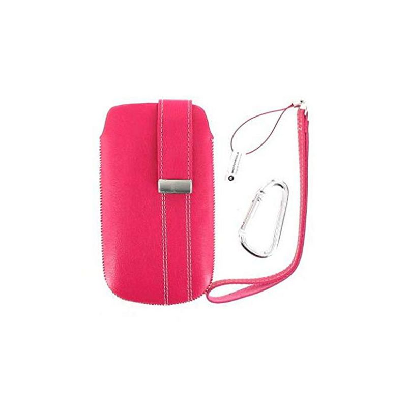 OEM Motorola Handtsrap Leather Pouch, Universal Fashion Phone Pouch - Hot Pink, 1 of 2