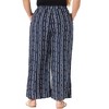 Agnes Orinda Women's Plus Size Boho Palazzo Elastic Waist Stripe Wide Leg Lounge Pants with Pocket - 4 of 4