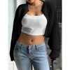 Coolmee Women's Plus Size Long Sleeve Open Front Knitted Crop Cardigan Drop Shoulder Knit Bolero Shrug Sweater - 2 of 4