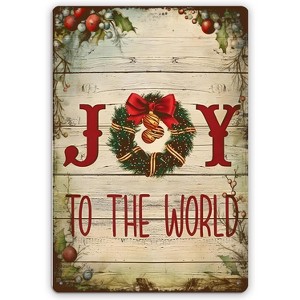 Lomsoe Vintage Christmas Joy Metal Signs, Xmas Joy Holiday Signs - Decor for Kitchen, Home, Office, Bar, Farmhouse, Cafe - 8x12 Inch Christmas Gift - 1 of 4