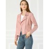 INSPIRE CHIC Women's Zip Up Faux Suede Biker Moto Jacket - 3 of 4