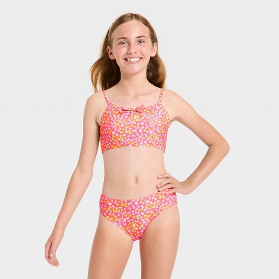 Cat & Jack Girls' 3pc Floral Confetti Bikini Skirt Set - Cat & Jack™ Pink M — фото 2