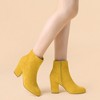Allegra K Women's Round Toe Side Zip Chunky Heel Ankle Booties - 2 of 4