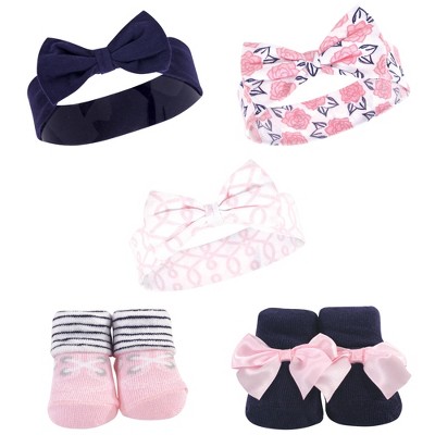 Hudson Baby Infant Girl Headband And Socks Set 5pk, Pink Nautical, 0-9 ...